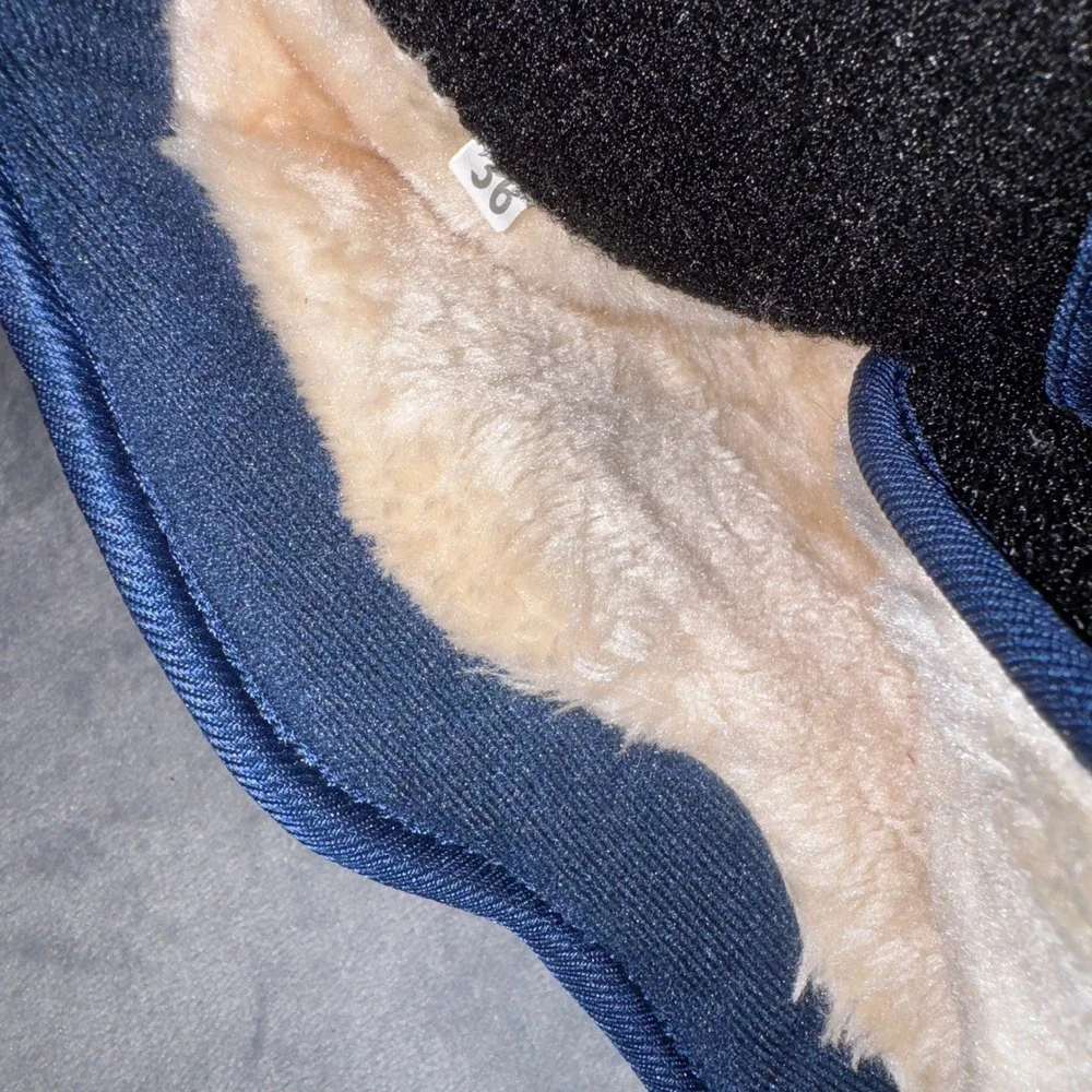 Hobibear Unisex Kids Winter Snow Boots 36 Blue Faux Fur Lined Insulated